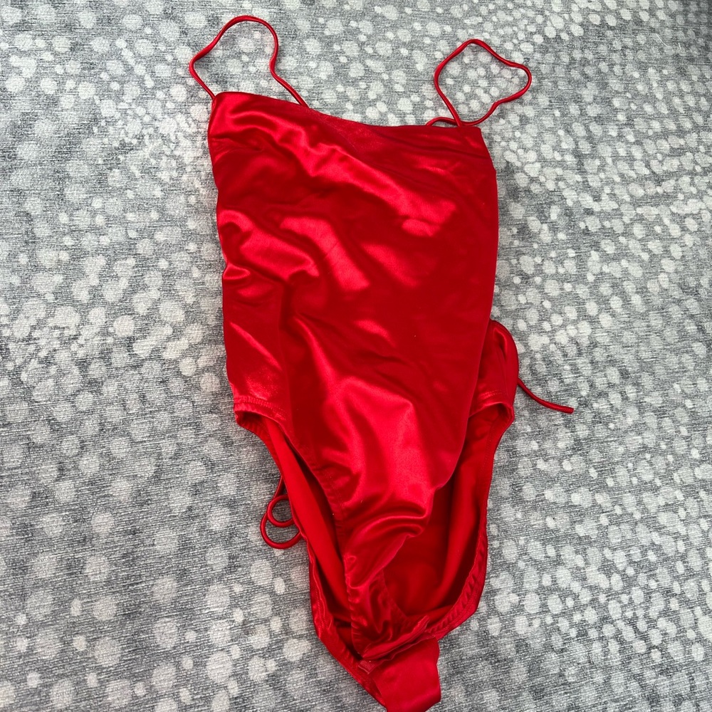 Red Satin Bodysuit Princess Polly